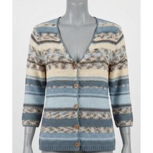 Vtg Liz Claiborne Striped Knit Cardigan Sweater S Coastal Grandma Granola Girl